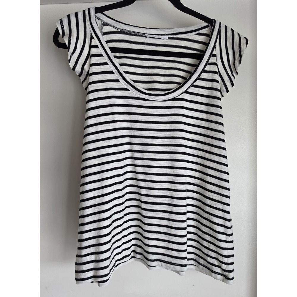 Talulah Women's T-Shirt S Short Sleeve Black White Striped Cotton Blend